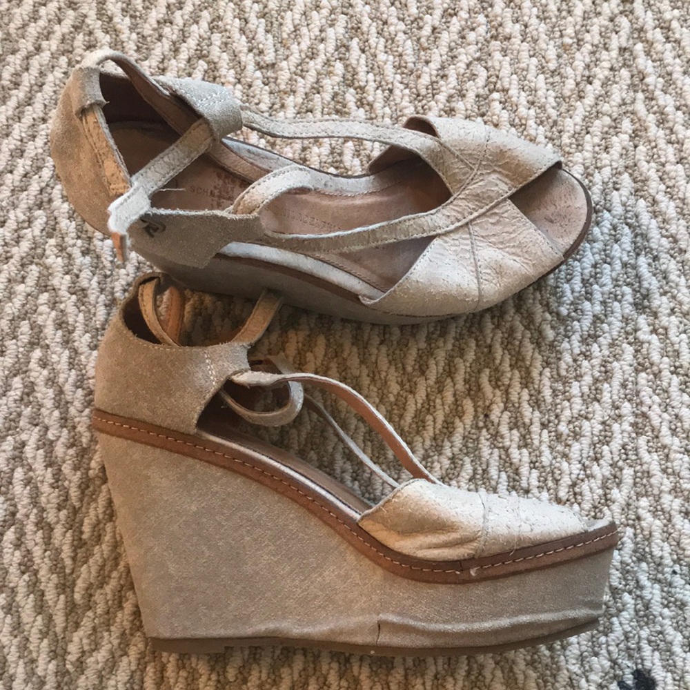 beige schuler and sons platform wedges